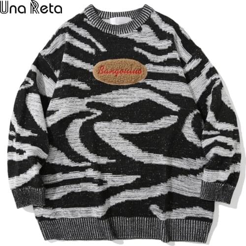 Una Reta Sweater Men New Geometry Print Streetwear Men Clothing Long Sleeve Pullover Pull Homme Patchwork Oversized Sweater