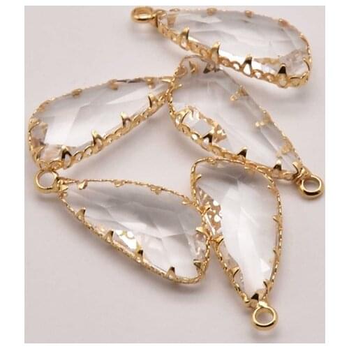 5Pcs/Lot 26mm*12mm Long Triangle Glass Crystal Pendant Earring Findings Making For Diy Earring Accessories Wholesale JA0136