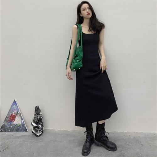 Long Dress Women Knitted Sleeveless Maxi Dresses 2021 Summer Bodycon Dress