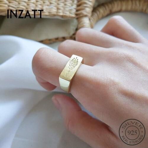 INZATT Real 925 Sterling Silver Minimalist Rectangle Totem Ring for Fashion Women Fine Jewelry Trendy 2019 Accessories Gift