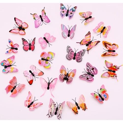 10Pcs Multicolor Fridge Magnets 3D PVC Flower Butterfly Wall Stickers For Girl Kids Baby Rooms Kitchen Home Decoration
