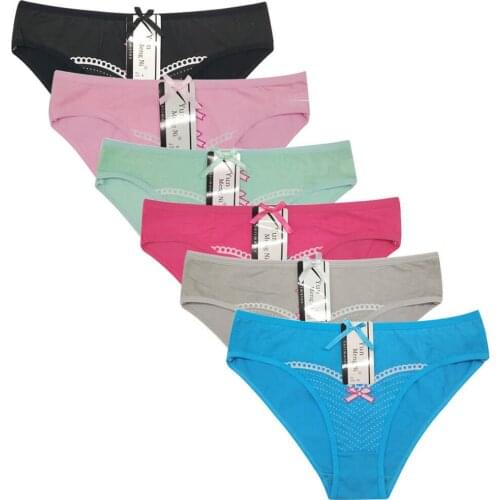 12 PCS/LOT Woman Underwear Cotton Sexy Panties Briefs Printed Cute Bow Ladies Knickers Soft Lingerie Intimates for Women