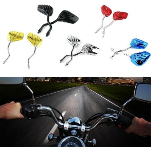 2 Pcs Universal Motorcycle Back Side Mirror Full Angle Rearview Mirror Reversing Mirror Skull Claw Motorcycle Rearview Mirror