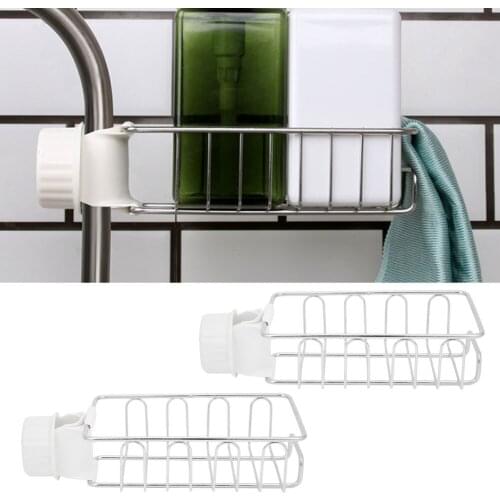 2Pcs Faucet Storage Rack Stainless Steel Sink Caddy Organizer Soap Storage Holder Shelf for Kitchen Bathroom