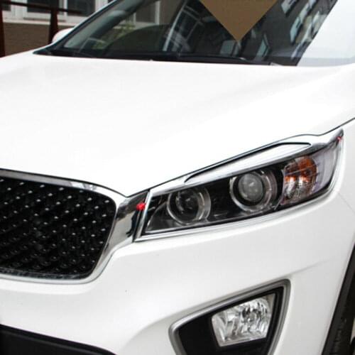 Fit For Kia Sorento L 2016 2017 2018 Chrome Front Headlight Lamp Cover Trim Molding 2pcs
