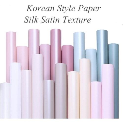 20pcs Korean Style Paper Silk Satin Texture Floral Gift Wrapping Paper Bouquet Packaging Craft Flower Shop Florist Supplies