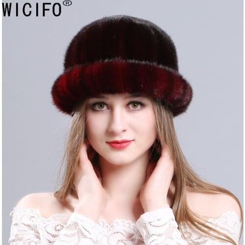 2019 Wucifo The new high-quality Russian sable mink hat brim autumn and winter Jurchens whole warm fur hat Top Hat round cap
