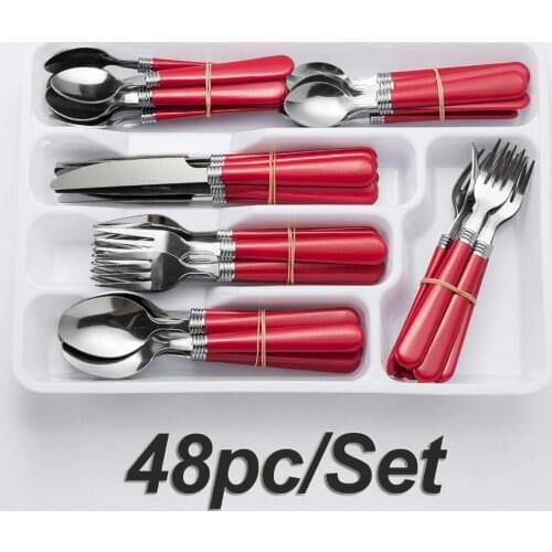 48PC/Set Stainless Steel Forks Knives Meal Dessert Fruit Tea Dinner Fork Steak Knife Dinnerware Cutlery Set Tabware