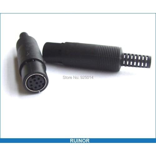 5 pcs 8 Pin Mini DIN Female Jack plug Connector Plastic Handle Soldering Cables