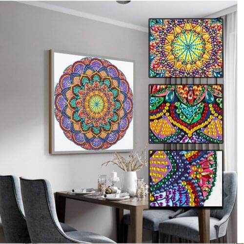 DIY Diamond Embroidery Mandala Needlework Home Decoration Diamond Painting Flower Picture Of Rhinestones Special Shaped 30x30cm