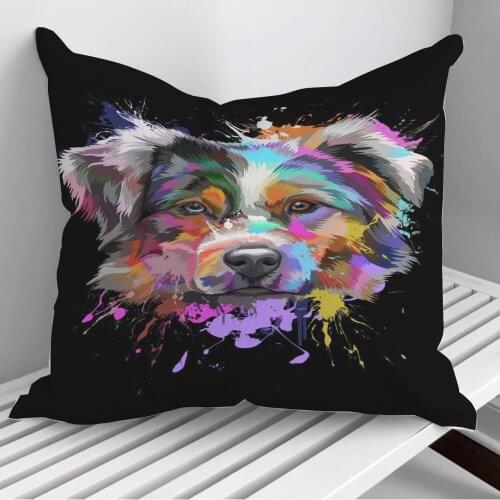 Australian Shepherd Splash Throw Pillows Cushion Cover On Sofa Home Decor 45*45cm 40*40cm Gift Pillowcase Cojines Dropshipping