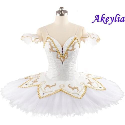 White Professional Ballet Tutu Dress YAGP Sleeping Beauty Costume Pancake Tutu For Girls La sylphide Performance Stage Costume