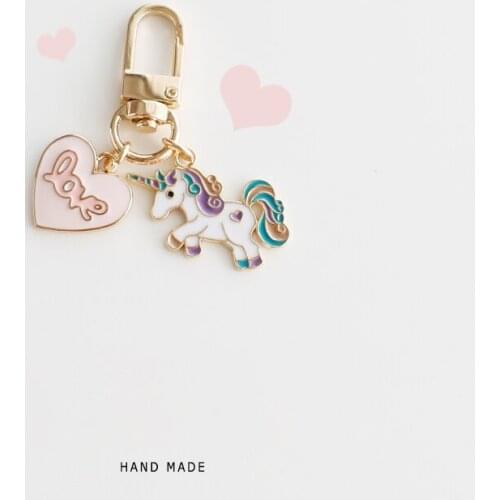 High Quality Unicorn Keychain Girl Heart Car Keychain for Women Accessories Airpods Couple Pendant Charm Llaveros Originalese