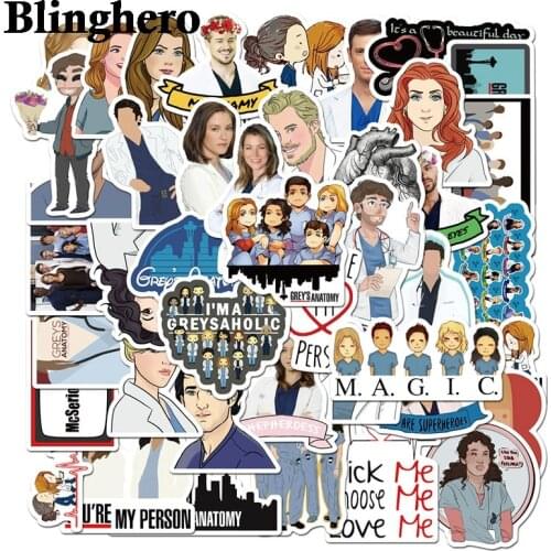 CA772 50pcs TV Show Grays Anatomy Waterproof Stickers Kids Toys Stickers For DIY Luggage Laptop Skateboard Car Decor Stickers