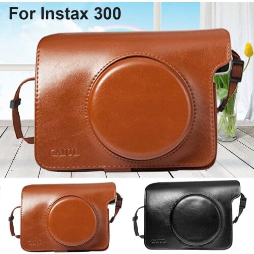 PU Leather Bag Case Cover Pouch Protector / Shoulder Strap black or brown for Fujifilm Instax Wide 300 Instant Print Camera