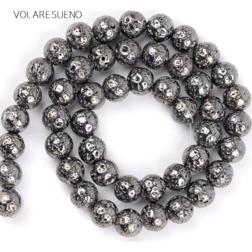 Black Hematite Lava Stone Round Loose Beads 15” Pick 4-12mm Spacer Beads For Charm Necklace Bracelet Accessory Jewelry Making