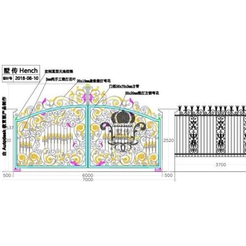 HENCH Venice Style Ornamental Iron Wrought Dual Driveway Gate 20' High Quality