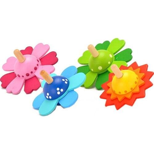 Flower spinning top Wooden spinning top Traditional educational toy Gorgeous rotating flower toys for children boys toy