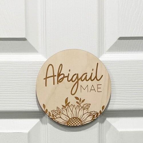 Custom Wooden Sunflower Name Sign,Nursery photo booth props,Hospital Sign Birth Announcement,Baby name gift,New Born Gift