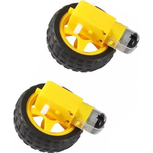2 PC Electric Motor Gearbox Engine For arduino Car Tire Yellow Wheel Plastic TT Motor 3-6V Dual Shaft Gear Motor TT Magnetic