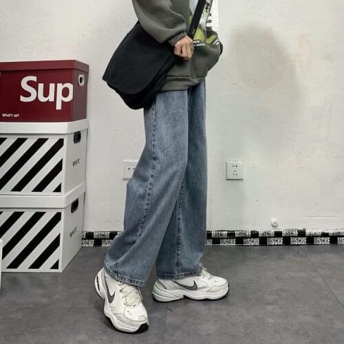 Jeans Mens Straight Loose Wide-legged Old Retro Fashion Hong Kong Style Korean Version Of The Trend Of Harajuku Nine