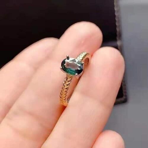 Fine Natural Sapphire S925 Sterling Silver Spike Type Ring Charming Fashion Jewelry Women MeibaPJFS