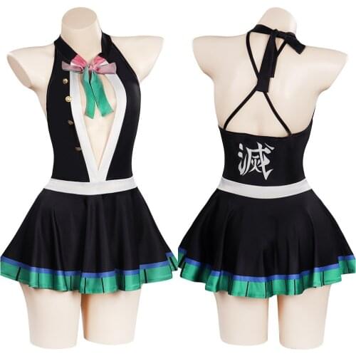 Anime Demon Slayer- Kanroji Mitsuri Cosplay Costume Swimwear Dress Outfits Halloween Carnival Suit
