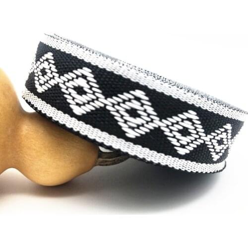 10Yards 20mm 3/4" Black Background Geometric Pattern Jacquard Ribbon Sewing Clothing Lace Material Gift Wrapping Woven Ribbon