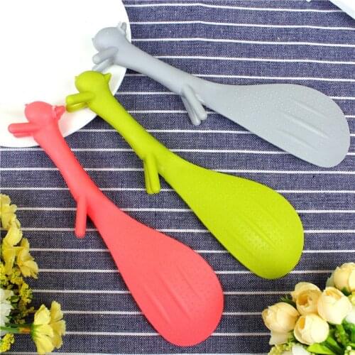 Hot Sale BEST Cute Plastic PP Cartoon Home Kitchen Squirrel Shape Rice Scoop Spoon Soup Sauce Paddle Ladle Random Color