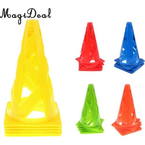 MagiDeal 5 Pieces 9' PE Sport Training Traffic Cone for Soccer Football Basketball Yellow