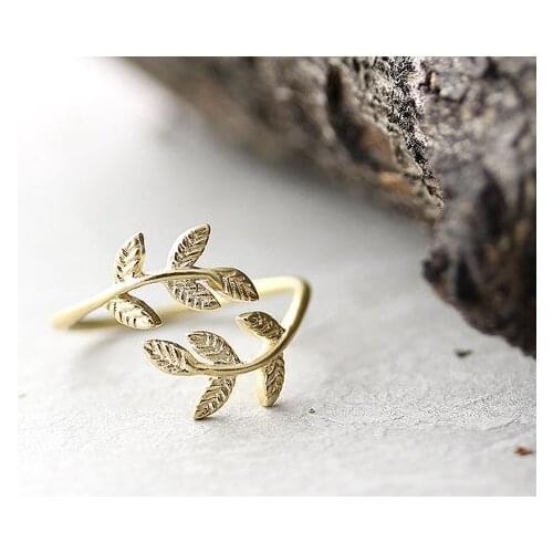 Trendy brass knuckle leaf branch ring gold silver plated adjustable free size ring for womens gift ring