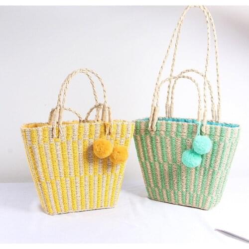 Fashion tassel ratatn women shoulder bags wicker woven handbags handmade summer beach straw bag large totes big buckets purses