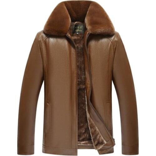 Mens leather jacket motorcycle coat men jackets plus velvet thick fur collar clothes jaqueta de couro fashion autumn winter