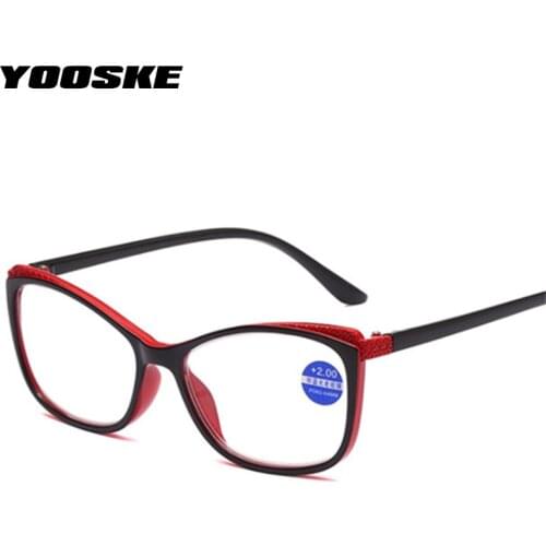 YOOSKE Big Frame Reading Glasses Women Men Anti Blue Light Computer Presbyopic Eyewear Diopter +1.0 1.5 2.0 2.5 3.0 3.5 4.0