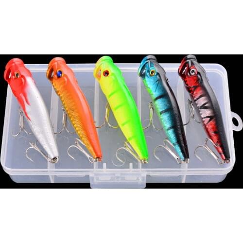 New Arrival 5 pcs Big Popper Fishing Lures 9.5cm 12g 3d Eyes Bait Topwater Crankbait Wobblers Tackle Box Isca Poper Japan