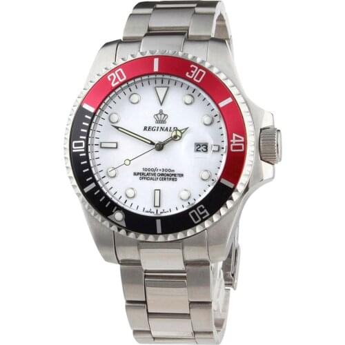 Luxury Reginald Watch Men Rotatable Bezel GMT Sapphire Date Stainless Steel Women Sport white dial Quartz Watch Reloj Hombre