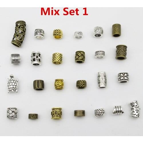 Mix metal set 25pcs Viking Rune for hair braid dread dreadlock beads tube accessories