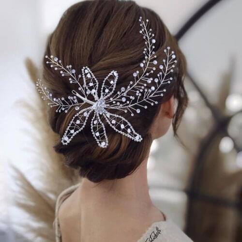 TRiXY H281 Fancy Hair Clips Wedding Hair Jewelry Rhinestone Bridal Hairband Wedding Crown and Tiara Fower Bridal Hair Vines
