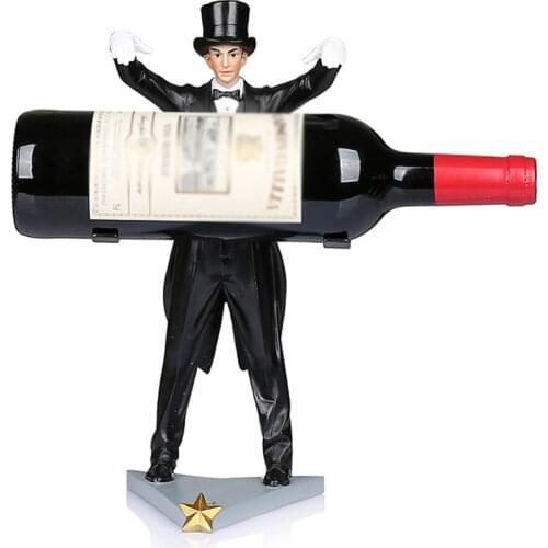 Wine Holder, Tabletop Single Wine Drink Bottle Holder, Man Shaped Resin Sculpture Wine Bottle Holders, Figurine Decoration