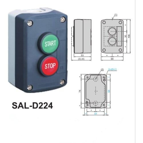 Waterproof control box momentary push button switch station IP65 STOP and START switch SAL(LA68H-D XAL)-D224 spring return