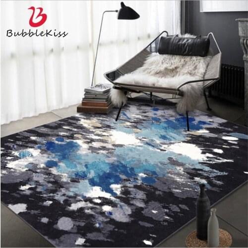 Bubble Kiss American Style Abstract Art Black Blue Pattern Carpets For Bedroom Home Customized Living Room Decor Area Rugs Mats