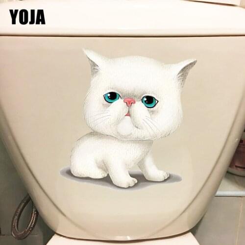 YOJA 21.3*22CM Cartoon Cat Art Wall Stickers Mural Bedroom Decoration Home Toiltte Decals T1-0212
