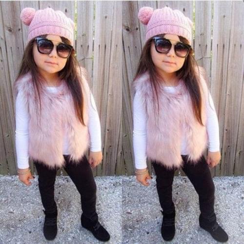 Winter Warm Baby Girls Toddler Kids Faux Fur Vest Gilet Outerwear Coat Jacket