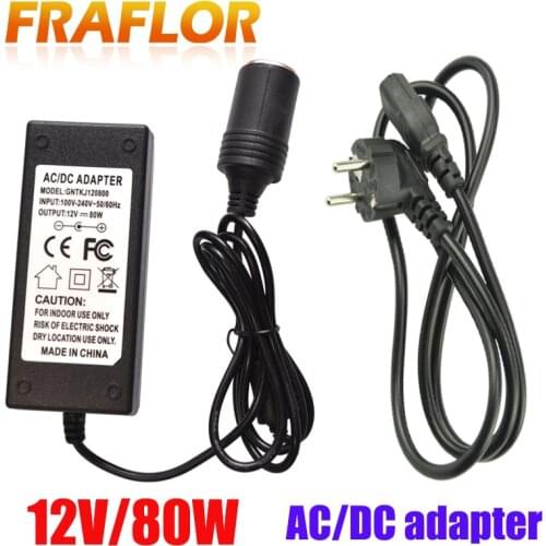 110V 220V AC to DC 12V 80W Car Cigarette Lighter Switch Power Supply Charging Connector Adapter Socket Charger With EU Plug
