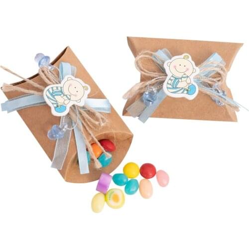 24 PCS Cardboard Gift Candy Box Pillow Shape Decoration Crafts Baby Shower Storage Party Wedding Favors Exhibition Eco Friendly