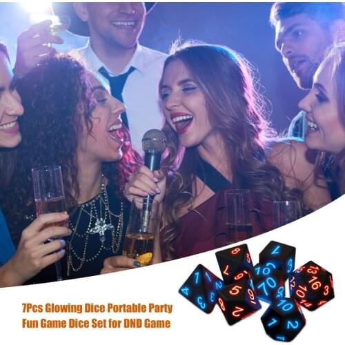 7Pcs Board Game Noctilucent Dice Toy Portable Party Bar KTV Entertainment Luminous Game Dice Set For DND Game Drinking Tool