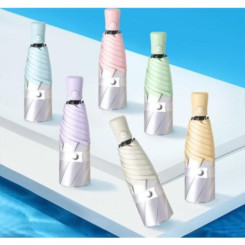 New 7-Bone Automatic Five-Fold Umbrella Titanium Silver Glue Sun Protection Self-Opening Umbrella UV Protection Umbrella