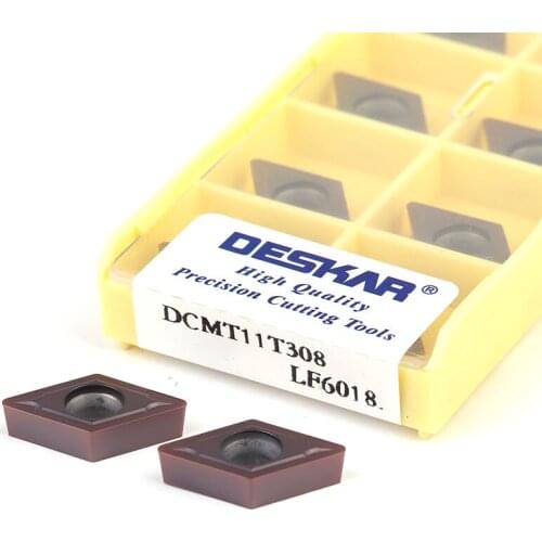DCMT11T304 LF6018 DCMT11T308 CNC Turning Tools Blade Lathe Double Sided Machining Carbide Insert Cut High Hardness.Use Long Life