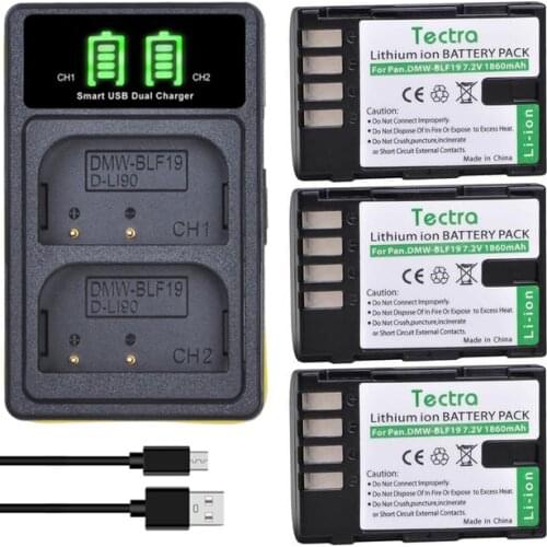 3pc DMW-BLF19E DMW-BLF19 DMW BLF19 BLF19 blf19e Li-ion Battery+LCD USB Charger for Panasonic Lumix GH3 GH4 GH5 G9 Cameras