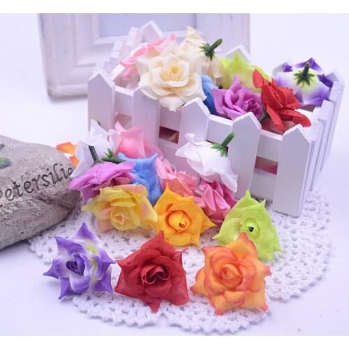 10PCS Rose Artificial Flower Silk Blooming Fake Flower Head for Home Wedding Decor DIY Scrapbooking Handmade Craft Decoration